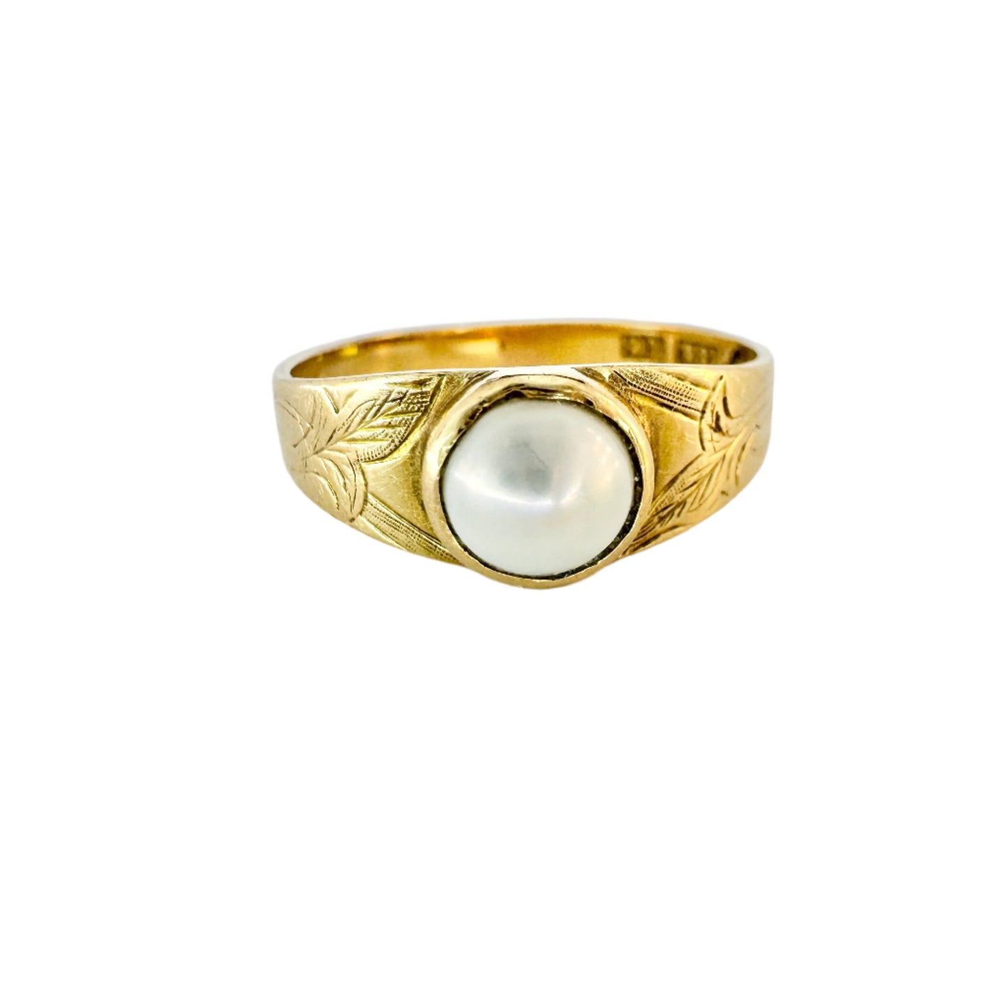 Strömberg, Sweden 1898. Antique Victorian 18k Gold Pearl Ring.