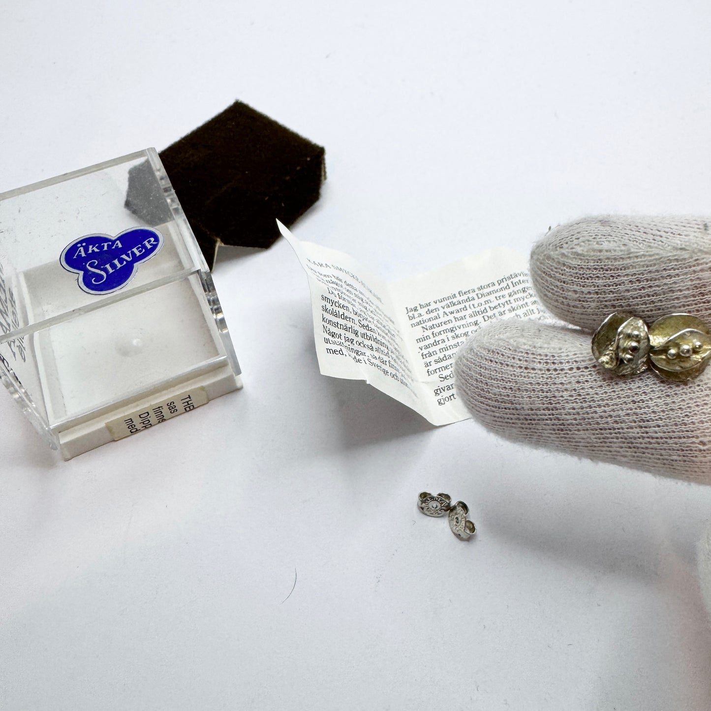 Theresia Hvorslev for MEMA, Sweden 1979. Vintage Sterling Silver Earrings. Signed.