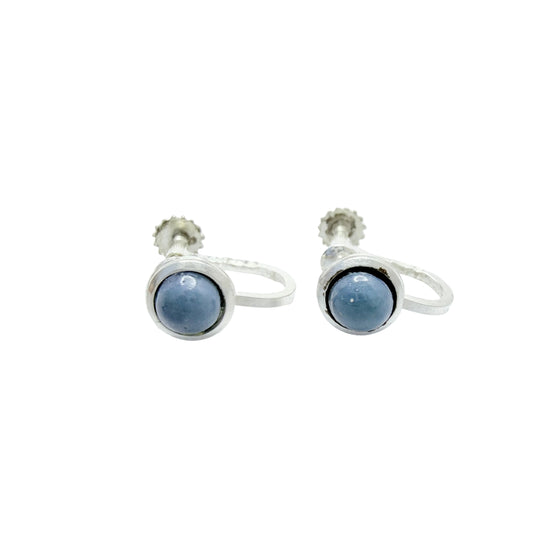 Victor Janson, Sweden. Vintage Solid Silver Bergslagen-stone Earrings.