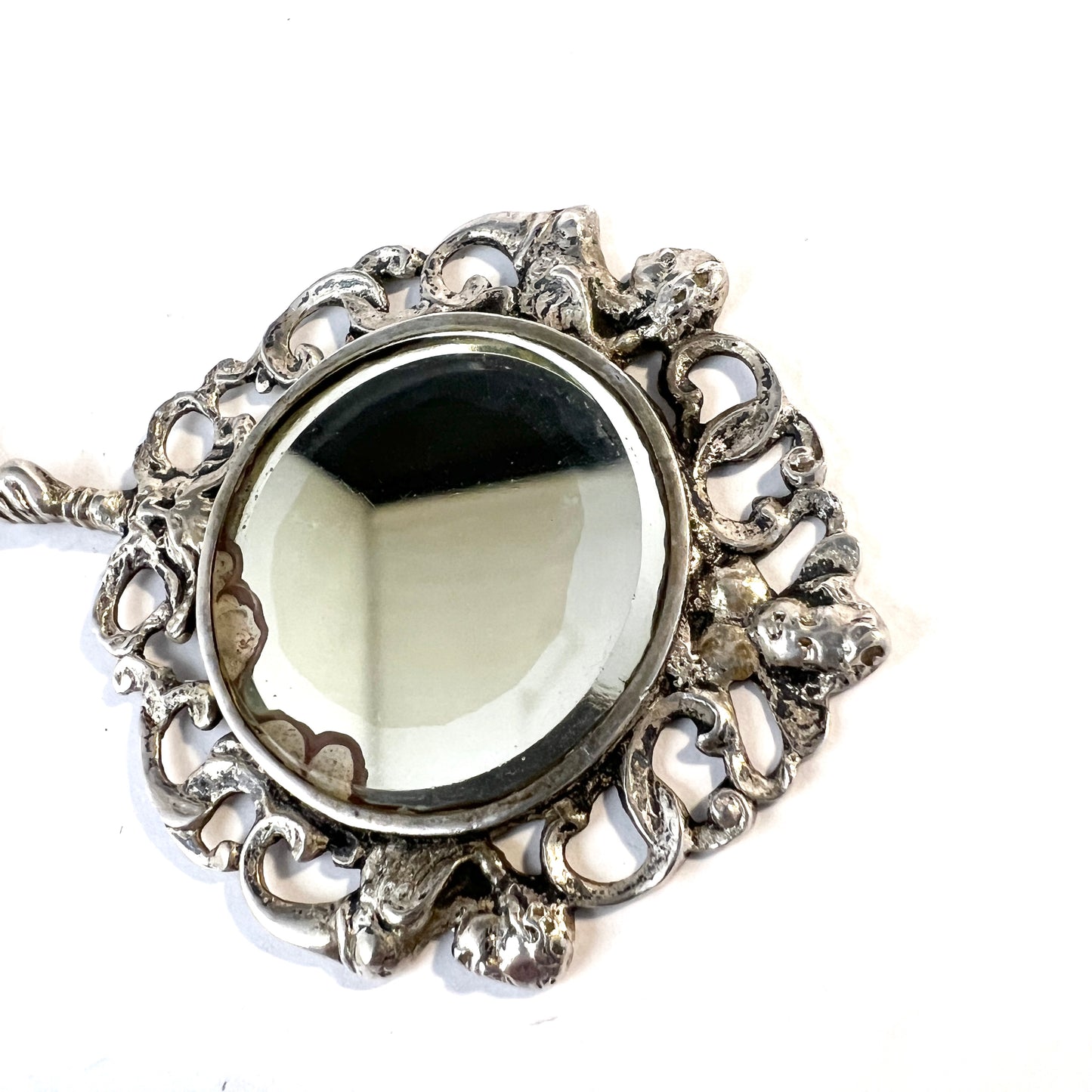 Austria-Hungary 1891-1901. Antique Solid Silver Ring Finger Mirror.