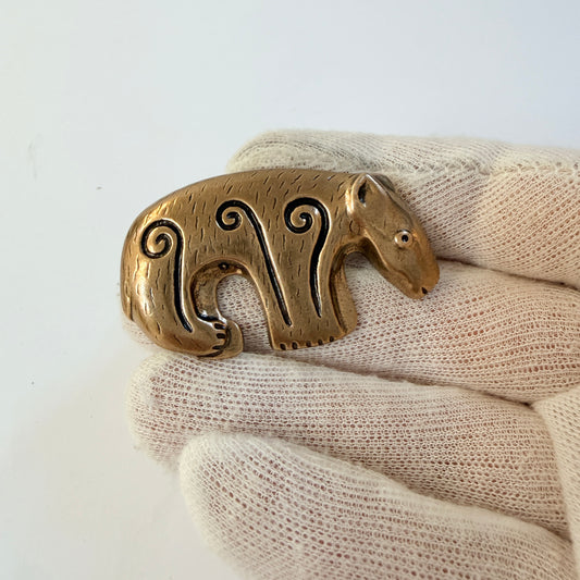 Kalevala Koru, Finland. Vintage Bronze Bear Brooch.