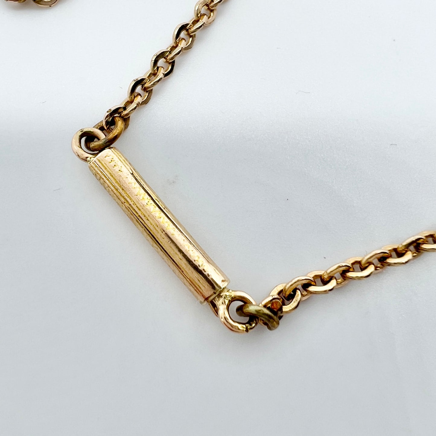 Antique 14/9k Gold Tube Clasp Chain Necklace.