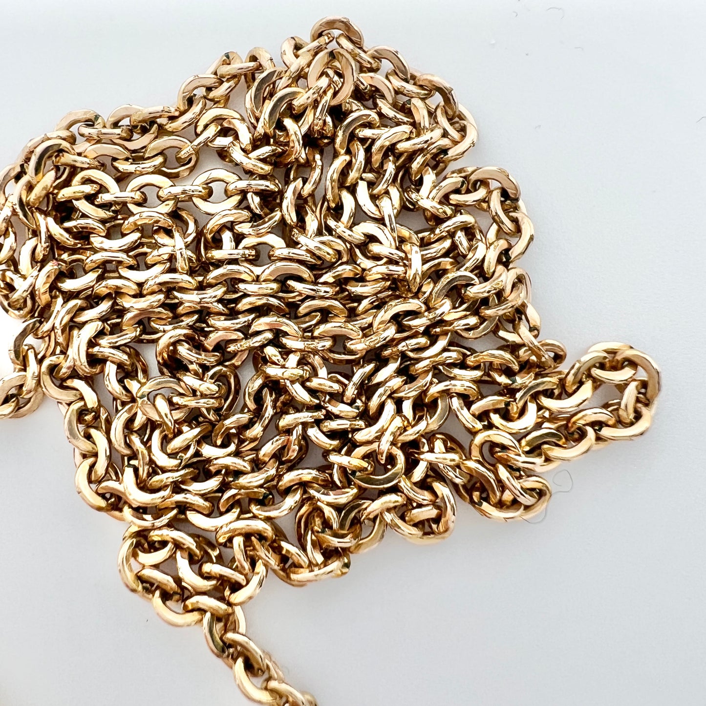 Antique 14/9k Gold Tube Clasp Chain Necklace.