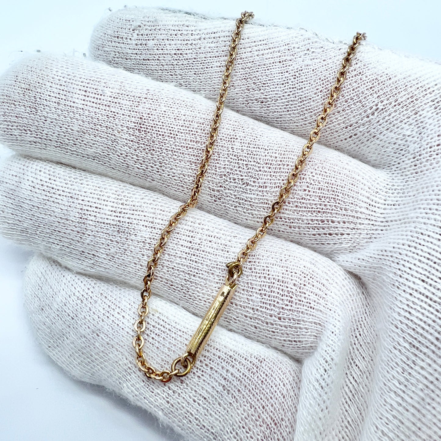 Antique 14/9k Gold Tube Clasp Chain Necklace.