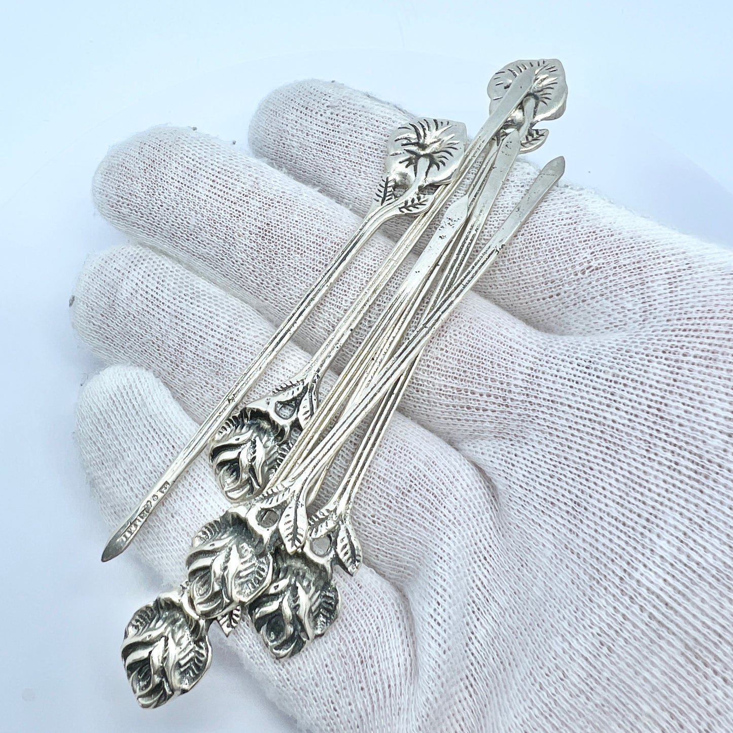 Gewe, Sweden 1969. Vintage Sterling Silver Cocktail Sticks.