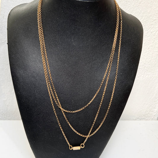 C.A Björklund, Sweden year 1914. Antique 18k Gold 65 inch Longuard Chain Necklace.