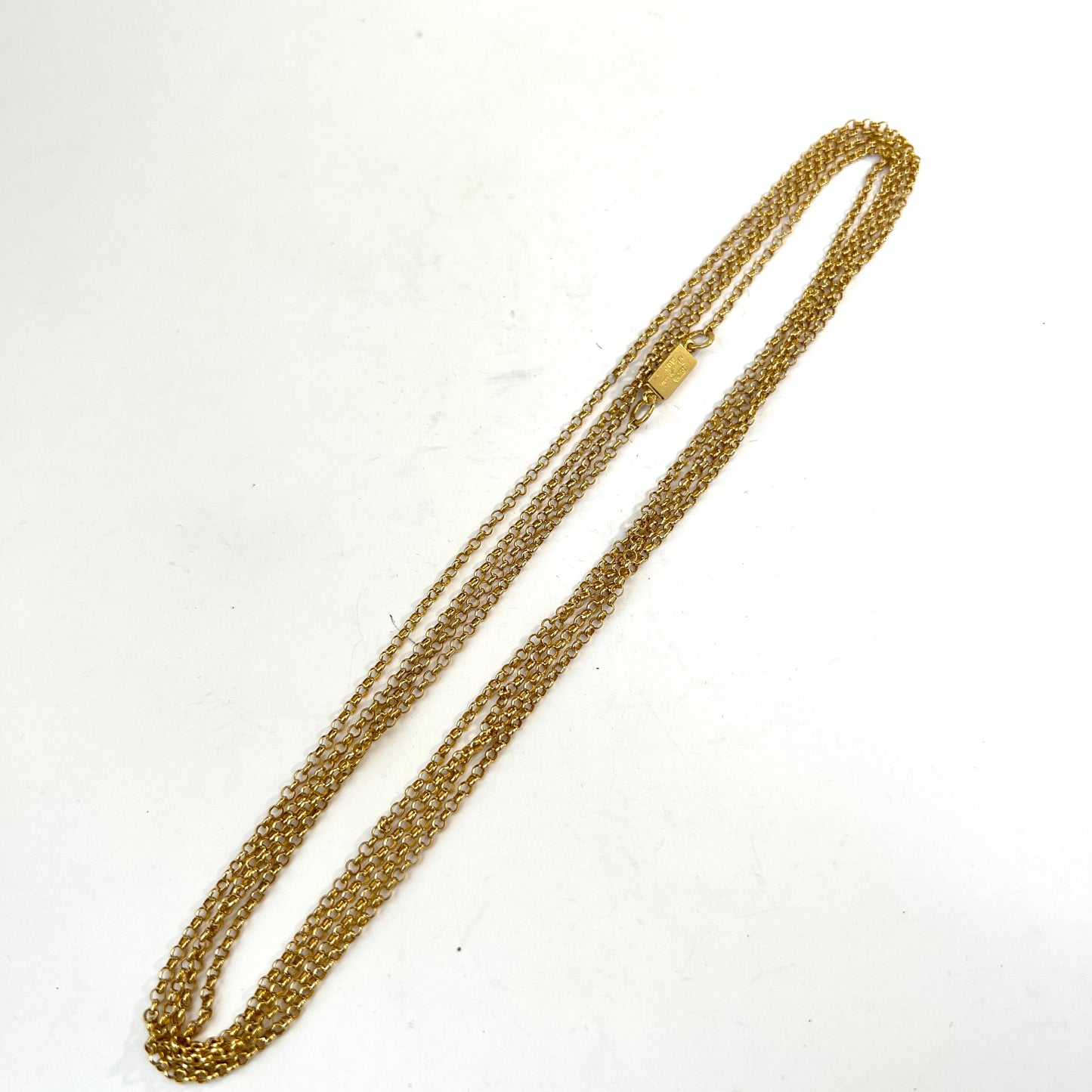 C.A Björklund, Sweden year 1914. Antique 18k Gold 65 inch Longuard Chain Necklace.