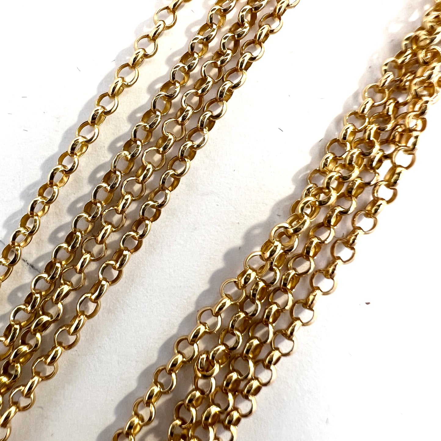 C.A Björklund, Sweden year 1914. Antique 18k Gold 65 inch Longuard Chain Necklace.