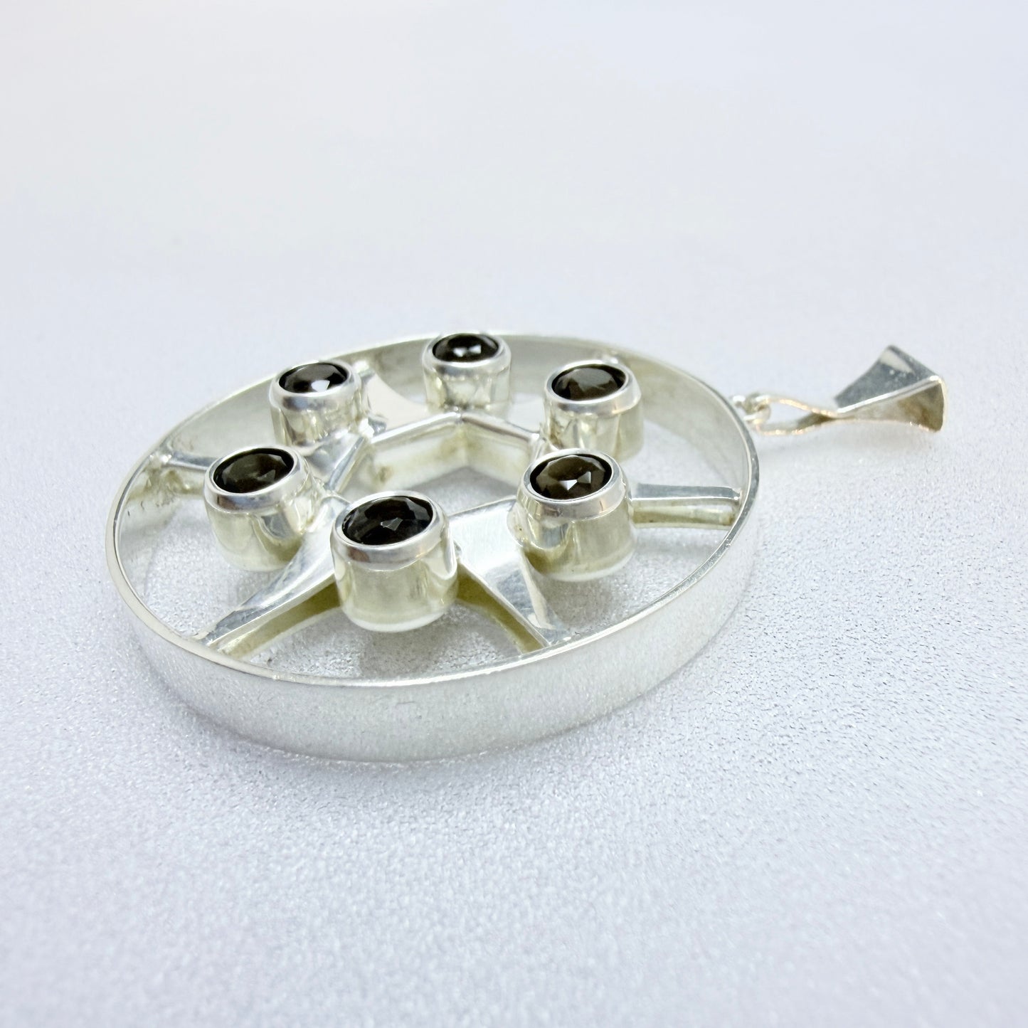 Salovaara, Finland 1972. Vintage Sterling Silver Quartz Pendant