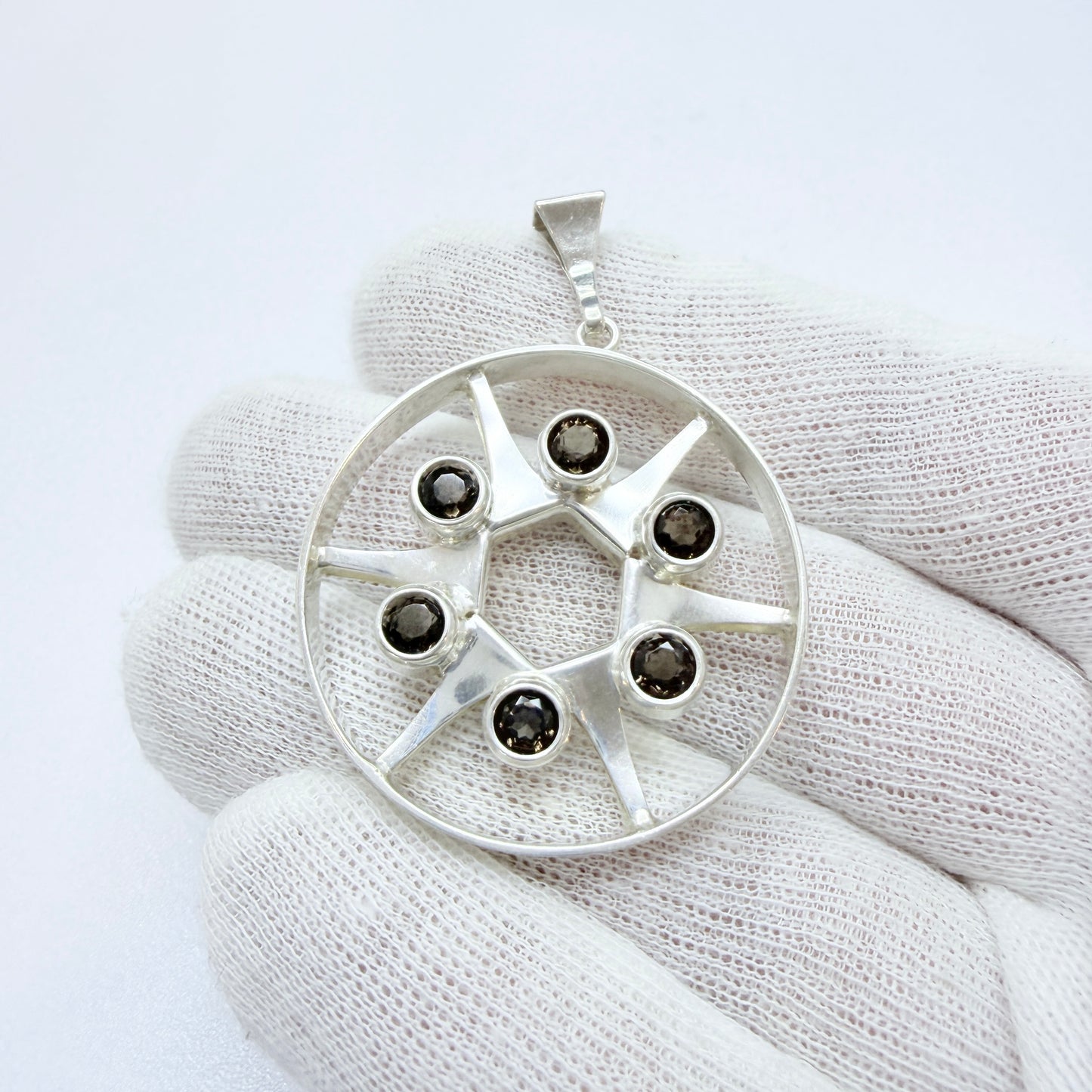 Salovaara, Finland 1972. Vintage Sterling Silver Quartz Pendant