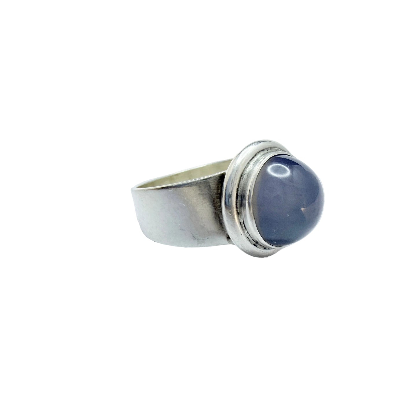 Bjørklund Brothers, Copenhagen, Denmark 1960s. Vintage Sterling Silver Chalcedony Ring.