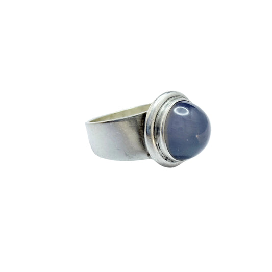 Bjørklund Brothers, Copenhagen, Denmark 1960s. Vintage Sterling Silver Chalcedony Ring.