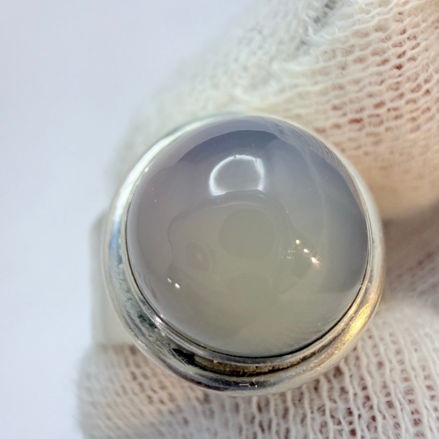 Bjørklund Brothers, Copenhagen, Denmark 1960s. Vintage Sterling Silver Chalcedony Ring.