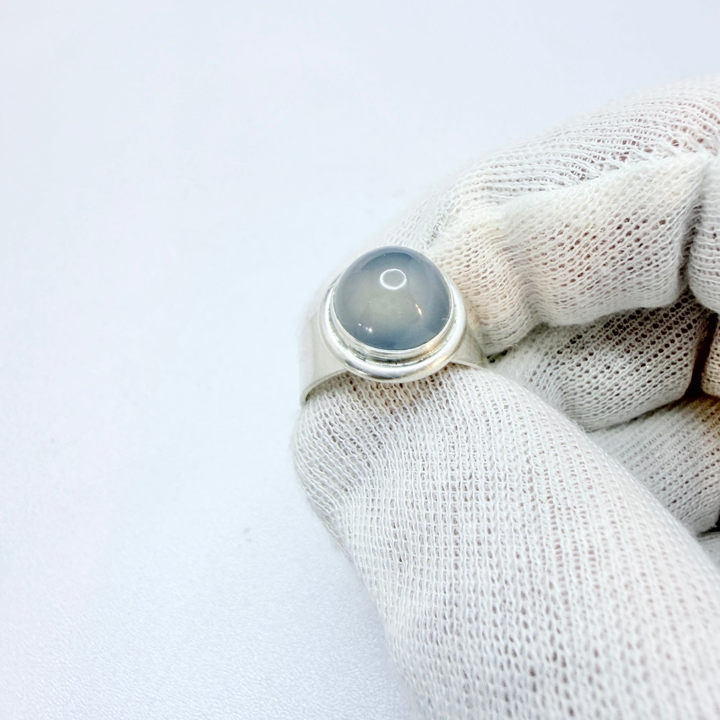 Bjørklund Brothers, Copenhagen, Denmark 1960s. Vintage Sterling Silver Chalcedony Ring.