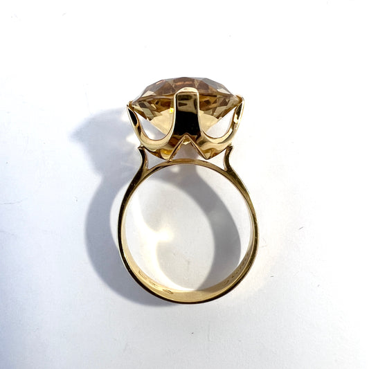 Alton, Sweden 1968. Vintage 18k Gold Citrine Cocktail Ring.