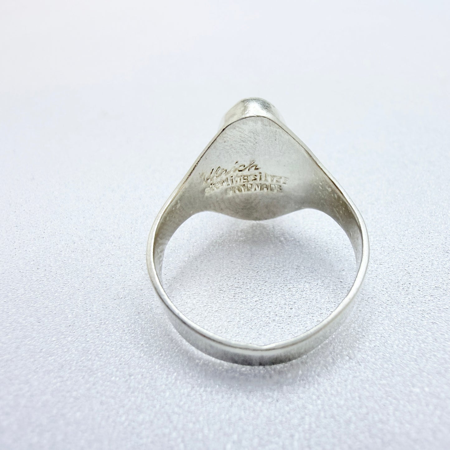Ulrich, Denmark 1960-70s Vintage Sterling Silver Chatoyant Blue Glass Ring.