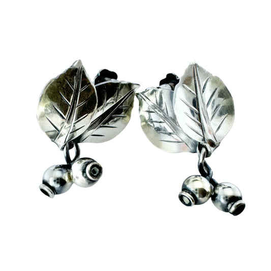 Gertrud Engel for Michelsen, Sweden 1954. Vintage Sterling Silver Earrings. Signed.