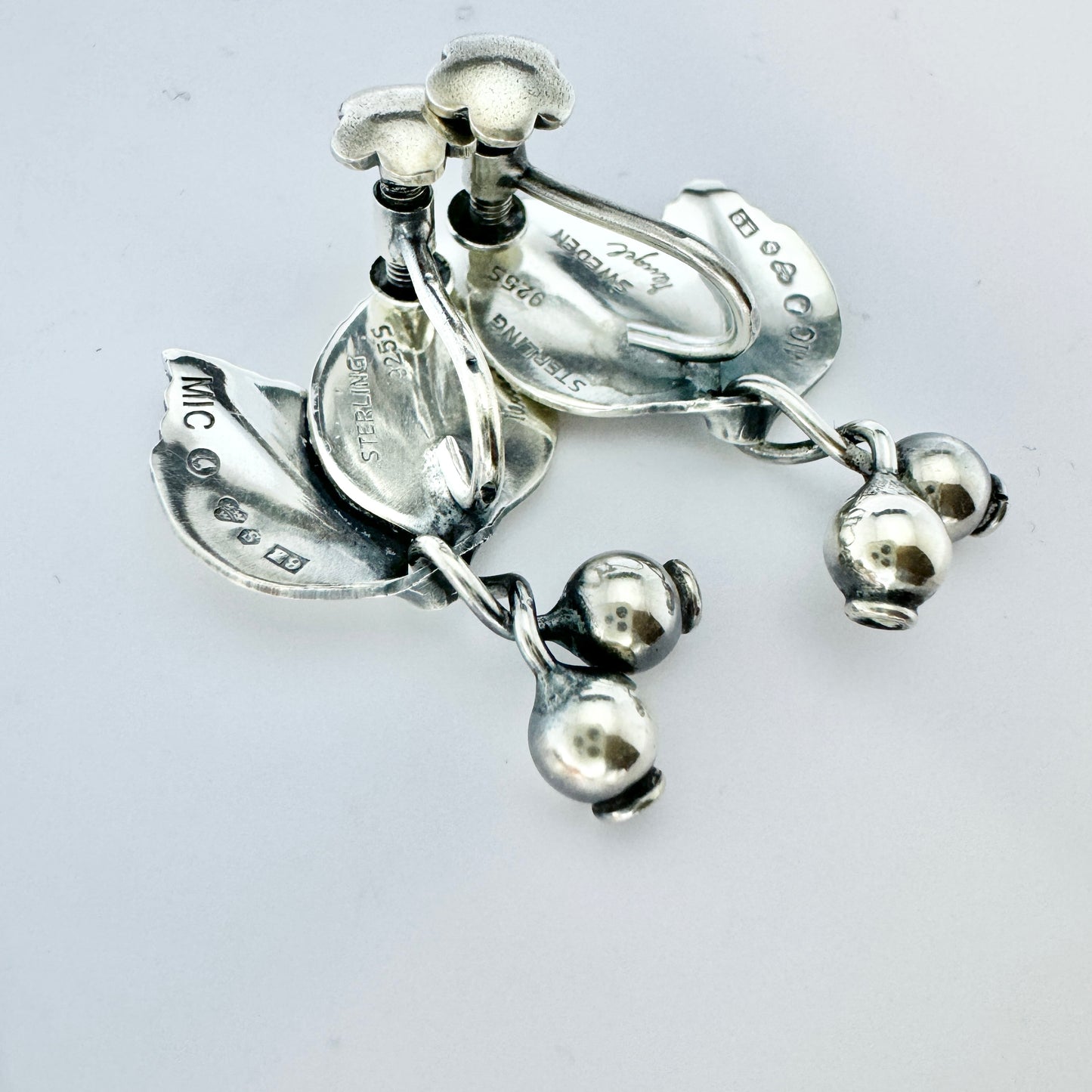 Gertrud Engel for Michelsen, Sweden 1954. Vintage Sterling Silver Earrings. Signed.