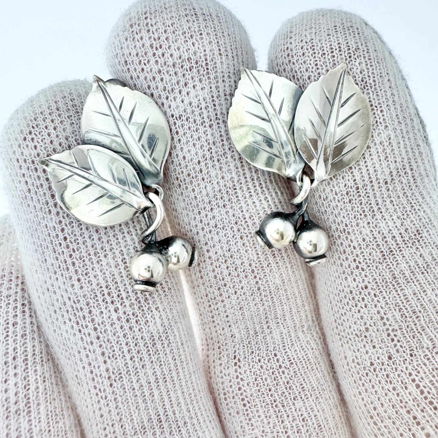 Gertrud Engel for Michelsen, Sweden 1954. Vintage Sterling Silver Earrings. Signed.