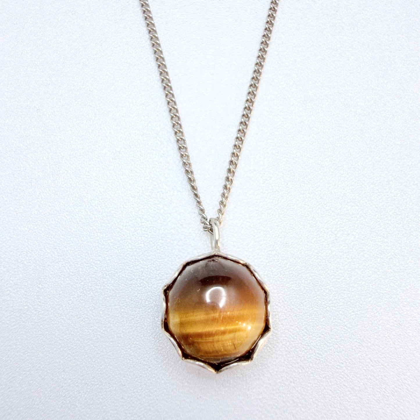 Alton, Sweden ca 1970. Vintage Sterling Silver Tiger's Eye Pendant Necklace.