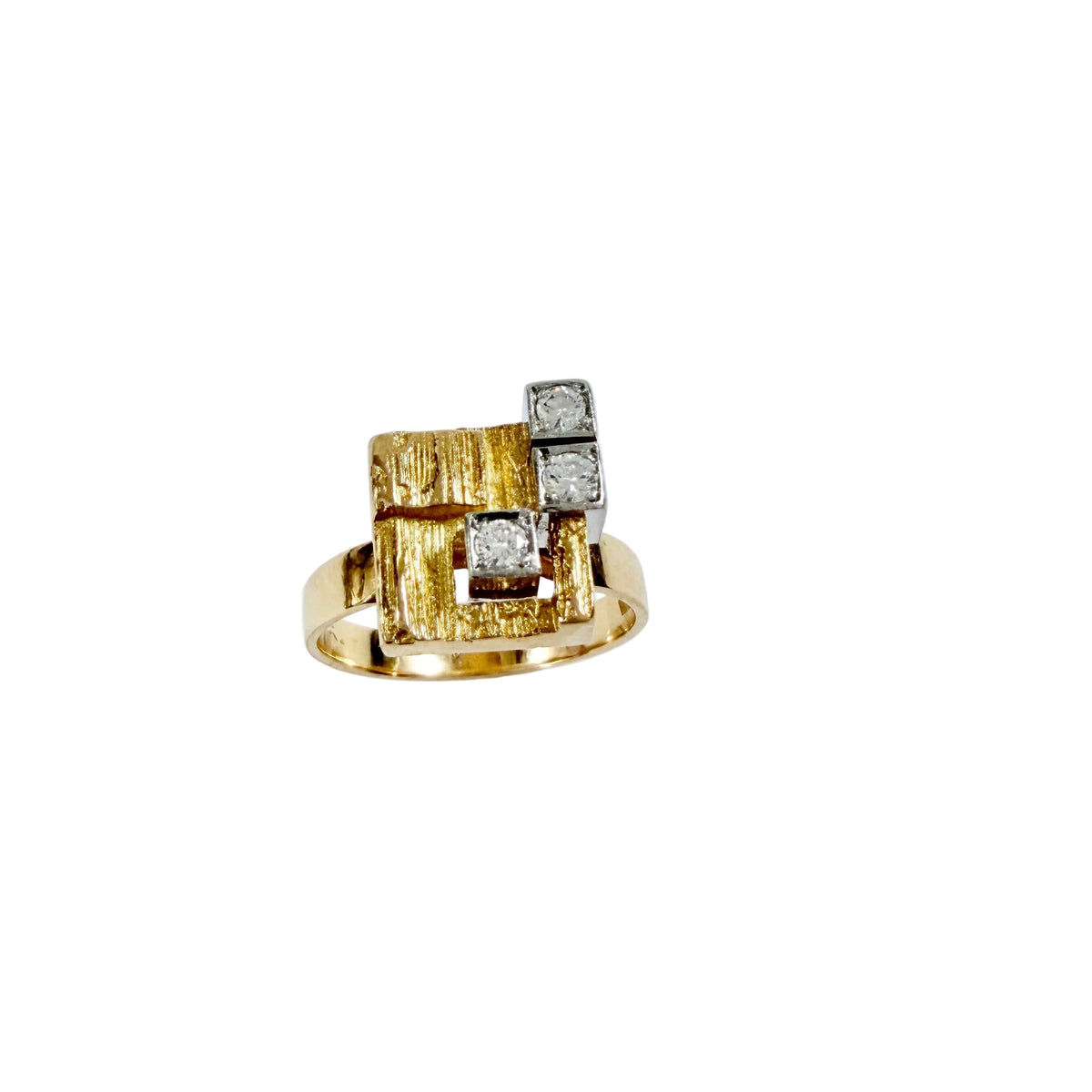 Björn Weckström för Lapponia, Finland 1989. Vintage 18k Gold Diamond Ring. Design: Diamond City.