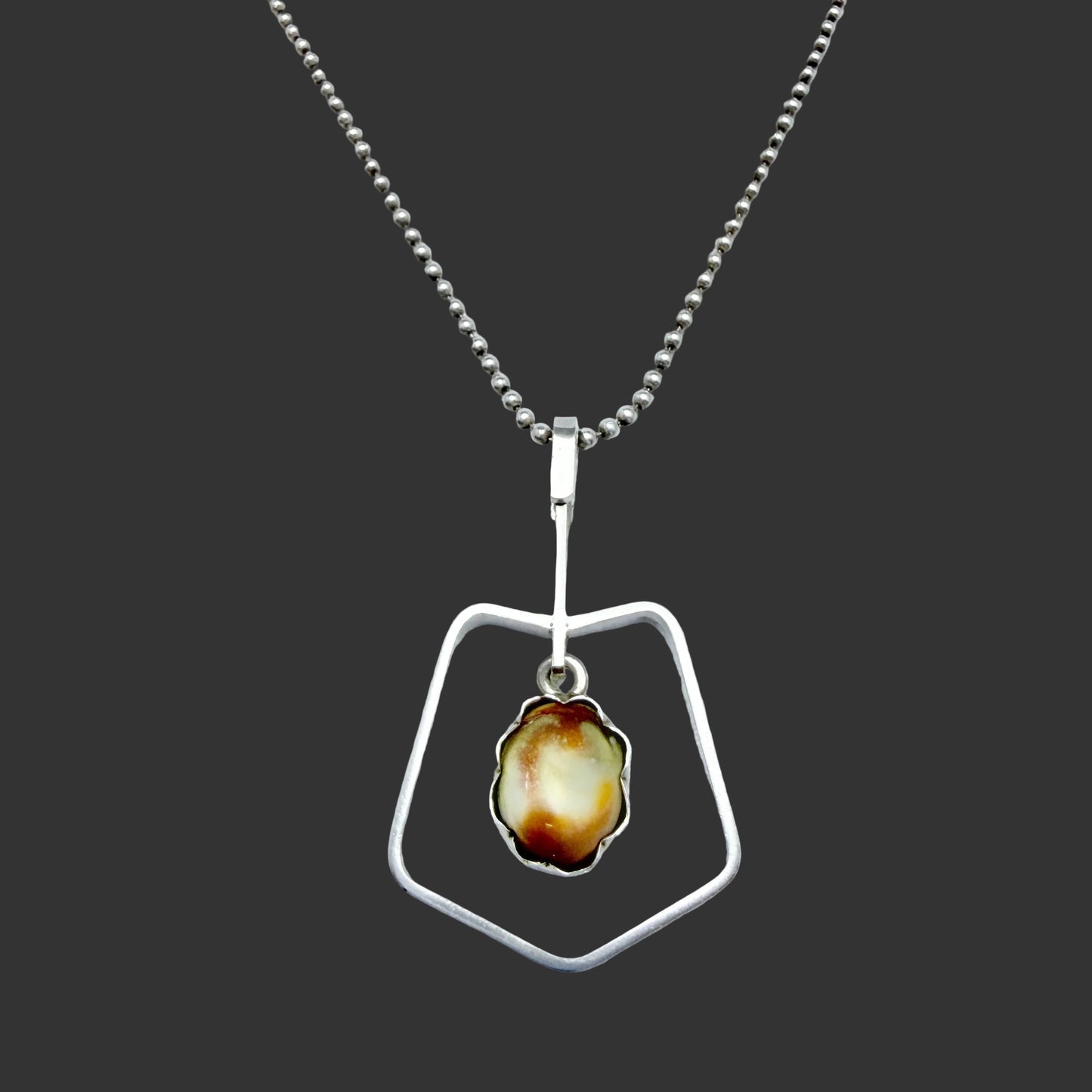 Signe Sund, Sweden 1959. Vintage Sterling Silver Shell Pendant + Chain.