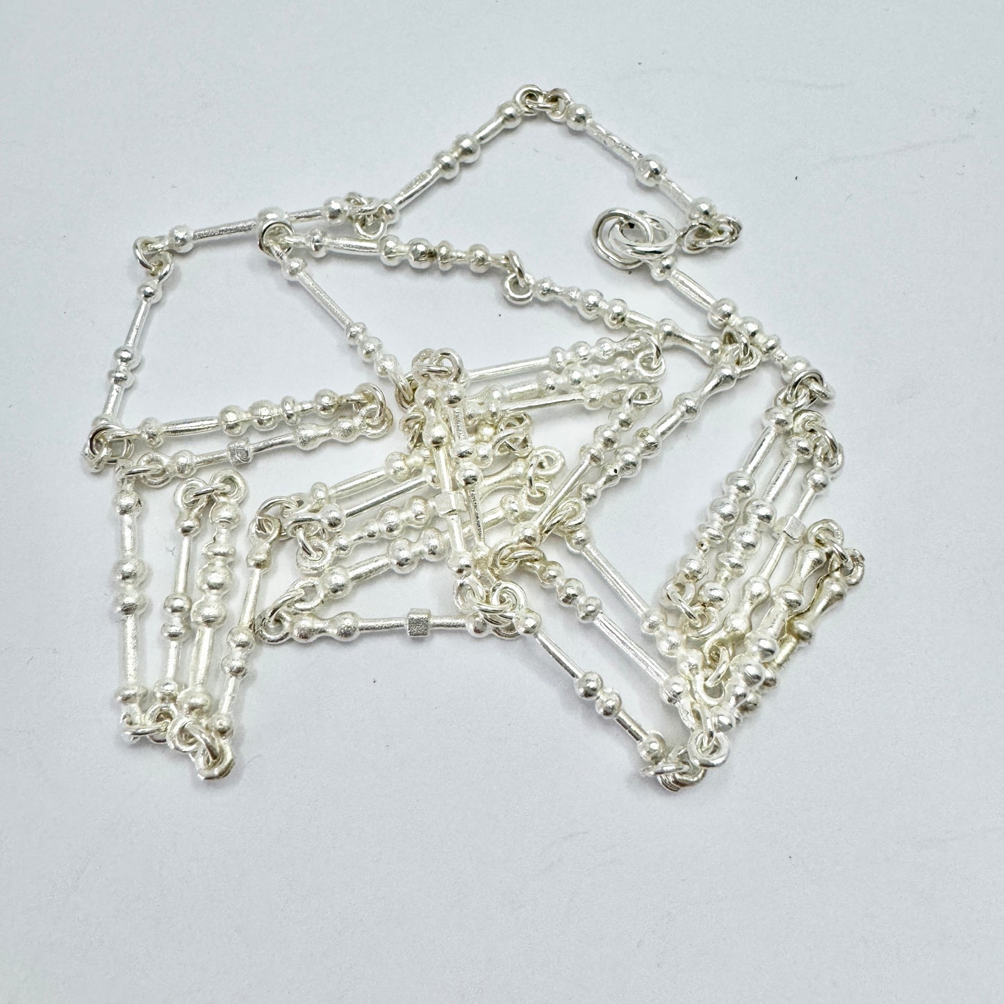 Jorma Laine for Kultateollisuus, Finland 1975. Vintage Sterling Silver 33 inch Necklace.