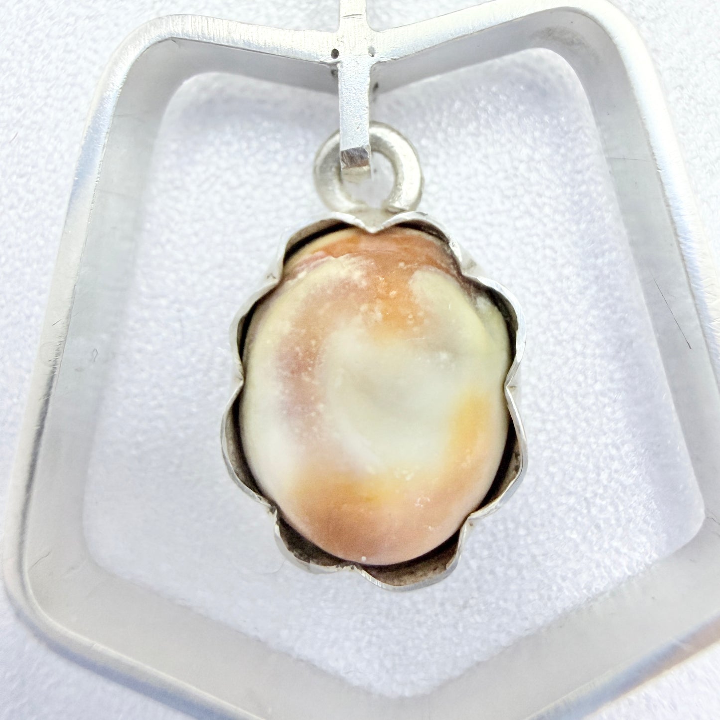 Signe Sund, Sweden 1959. Vintage Sterling Silver Shell Pendant + Chain.