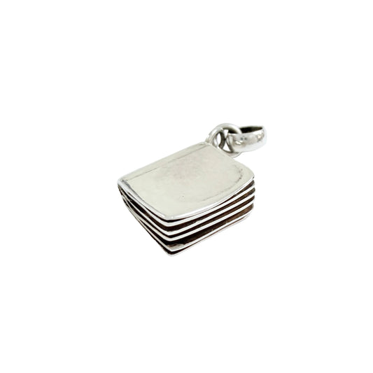 Karin Ferner, Sweden 1993. Vintage Sterling Silver Book Pendant. Signed.