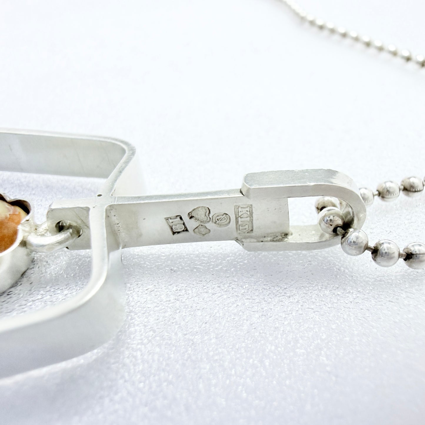 Signe Sund, Sweden 1959. Vintage Sterling Silver Shell Pendant + Chain.
