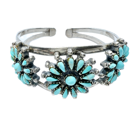 Vintage Sterling Silver Turquoise Cuff Bracelet.