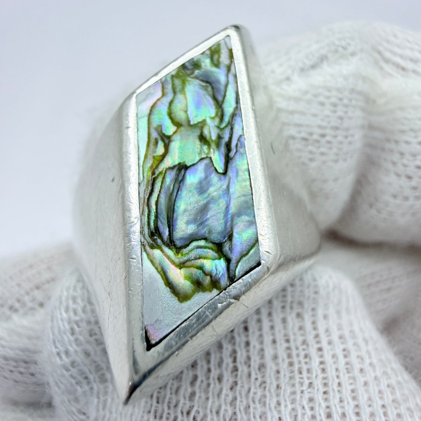 Arne Johansen Denmark Vintage 1960s Sterling Abalone Ring