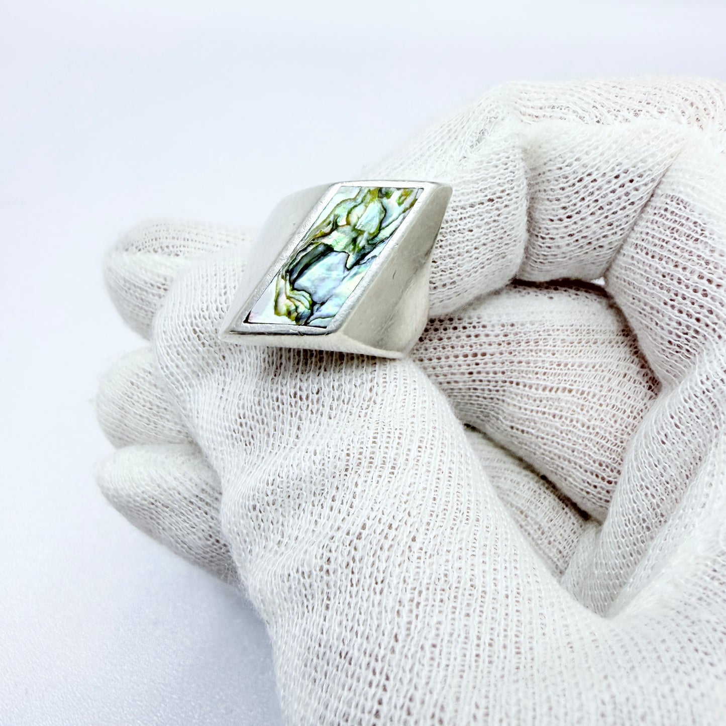 Arne Johansen Denmark Vintage 1960s Sterling Abalone Ring