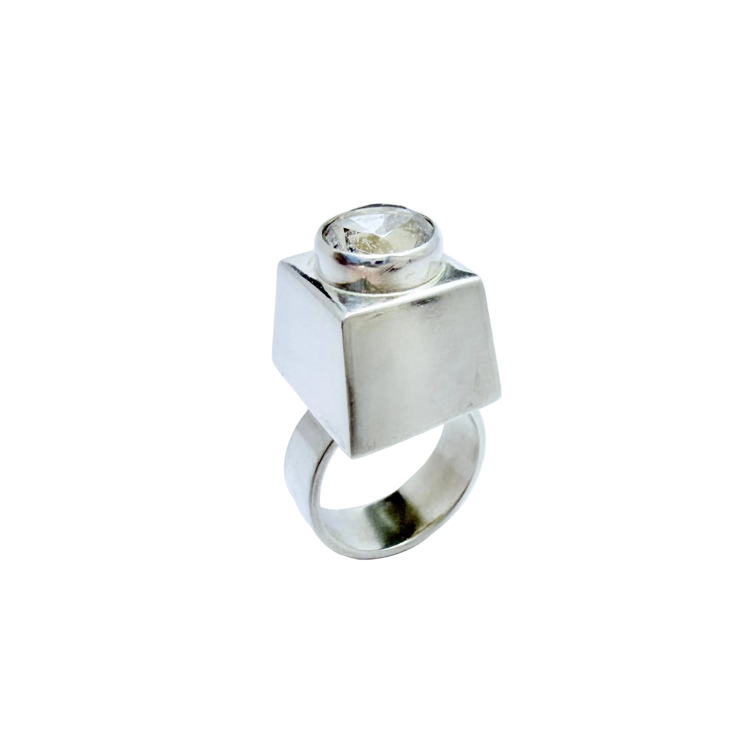 Niels Erik From. Denmark ca 1960. Sterling Silver Rock Crystal Ring.