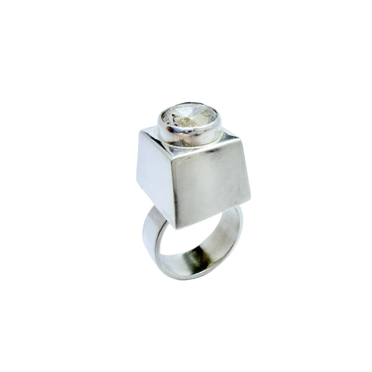 Niels Erik From. Denmark ca 1960. Sterling Silver Rock Crystal Ring.