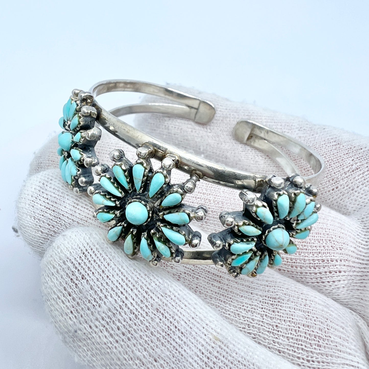 Vintage Sterling Silver Turquoise Cuff Bracelet.