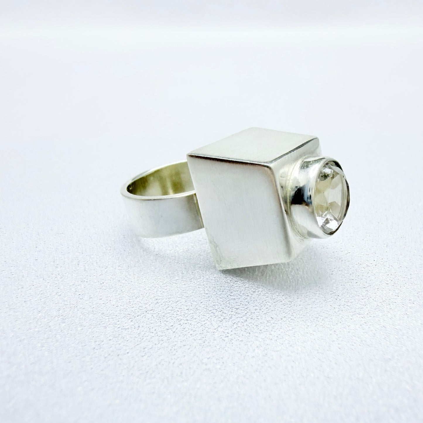 Niels Erik From. Denmark ca 1960. Sterling Silver Rock Crystal Ring.