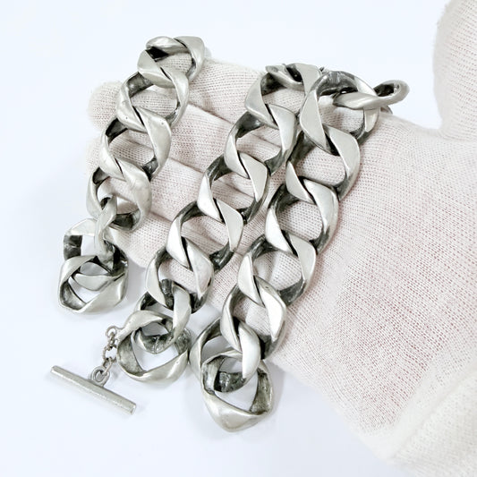 Sweden 1970s. Massive 260gram / 9.17oz Pewter Toggle Clasp Necklace and Bracelet.
