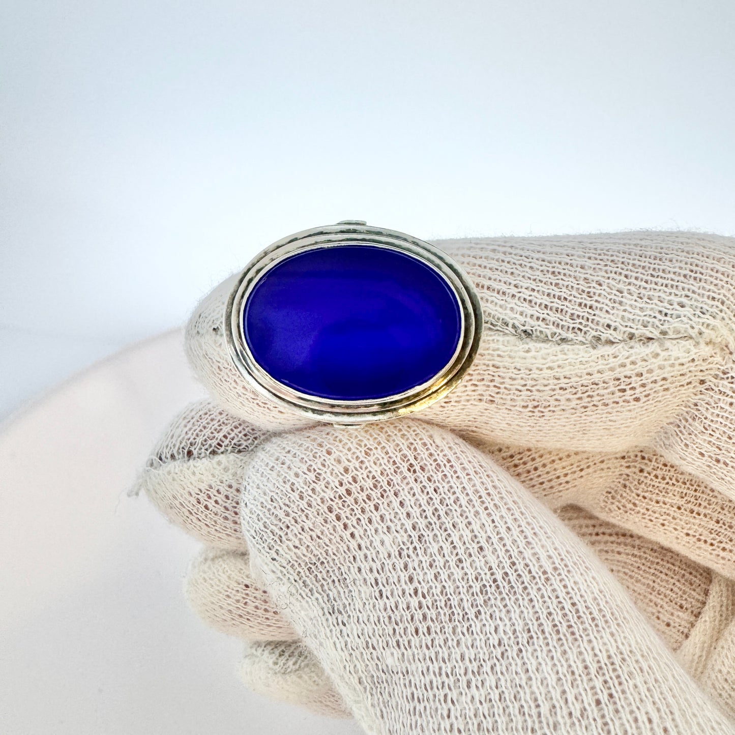 Sweden 1960s. Vintage 830 Silver Chalcedony Ring.