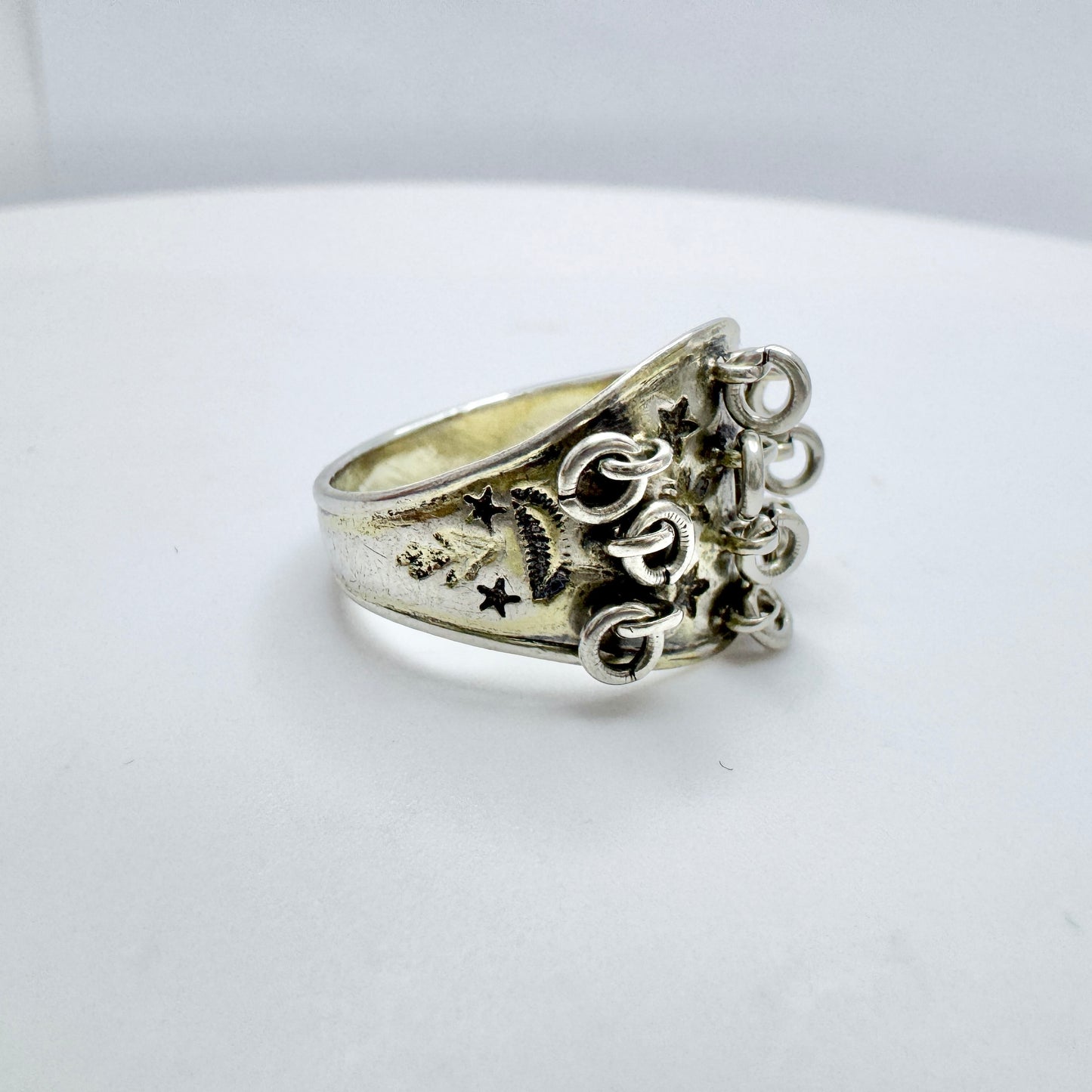 Sweden. Antique Sami Laplander Silver Wedding Band Ring