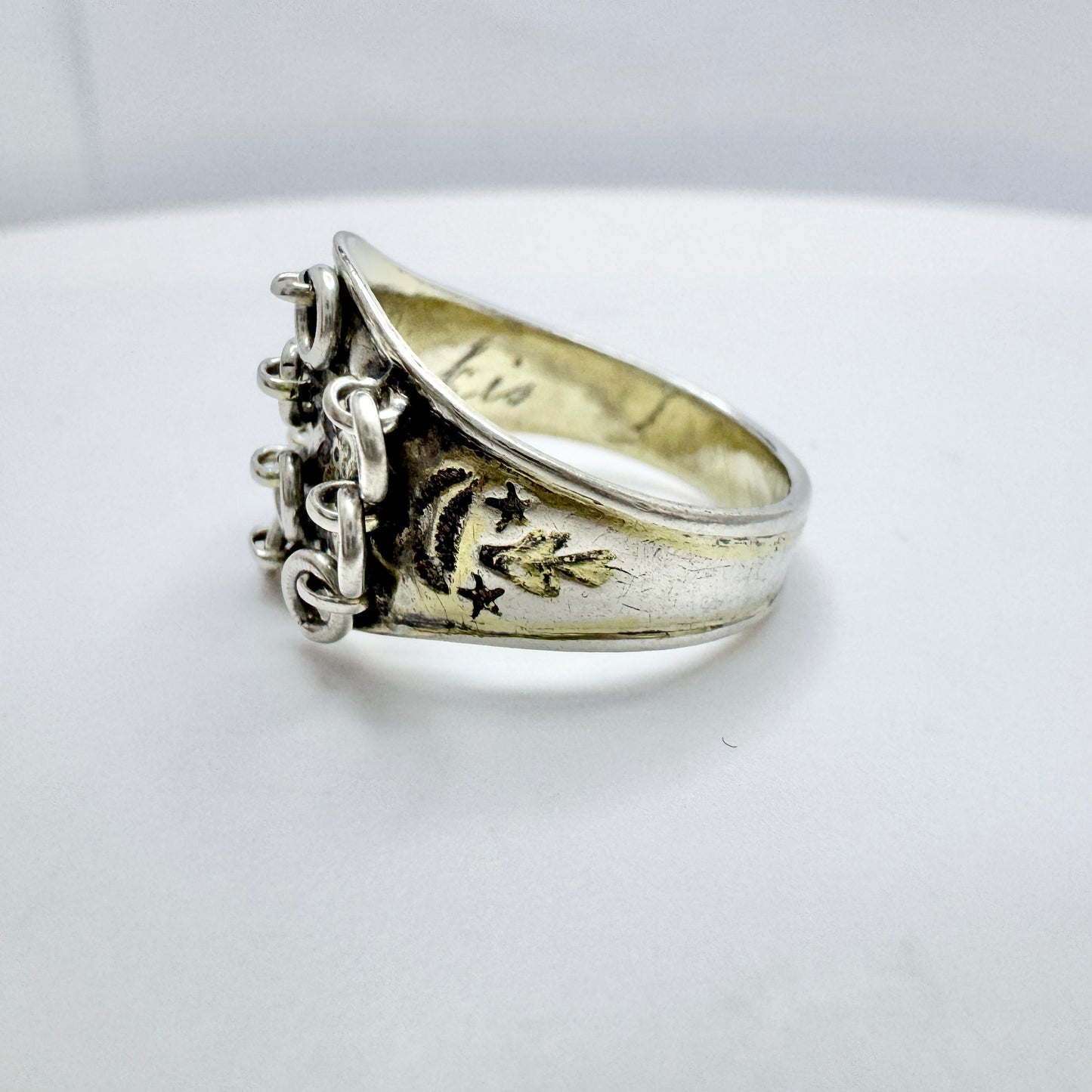 Sweden. Antique Sami Laplander Silver Wedding Band Ring