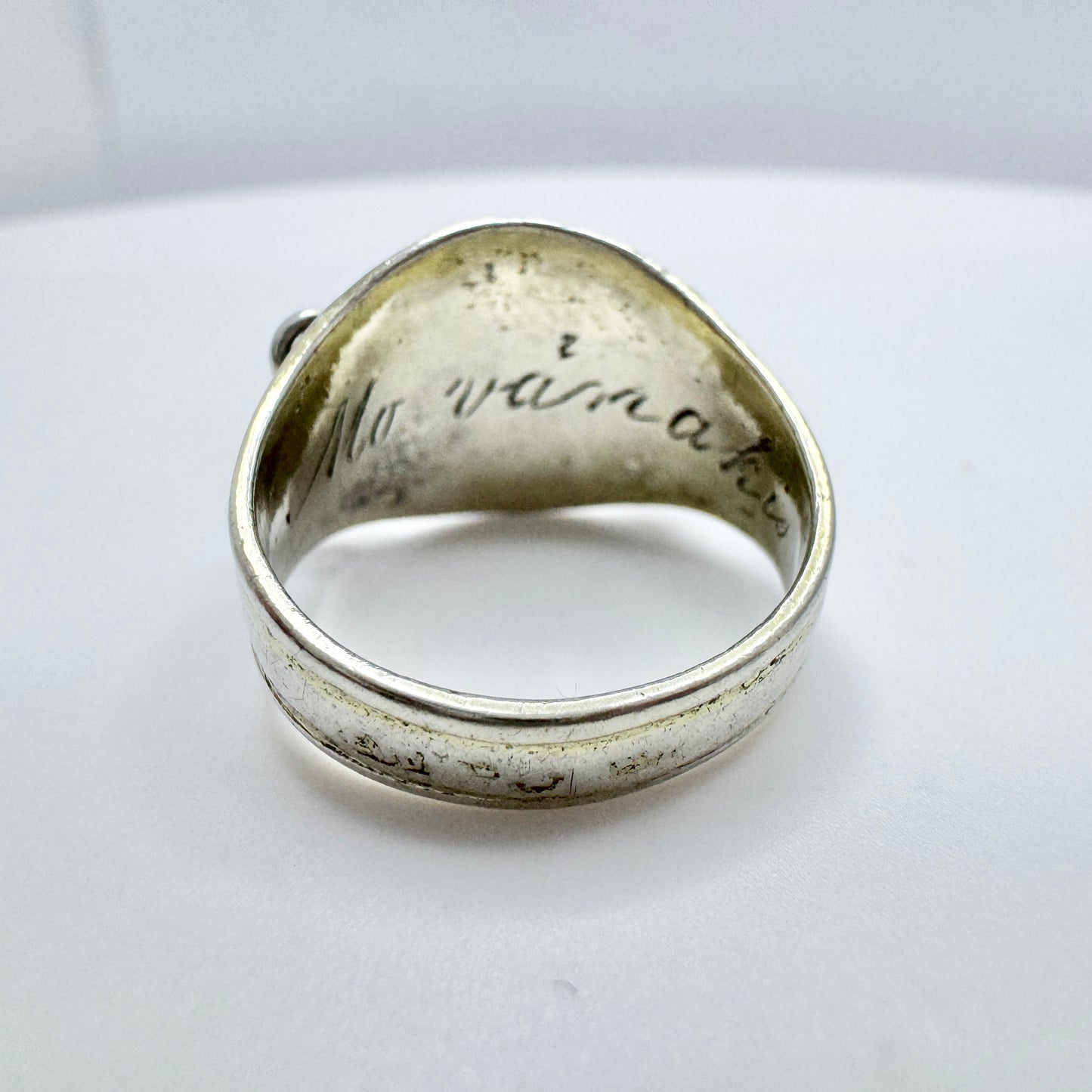 Sweden. Antique Sami Laplander Silver Wedding Band Ring