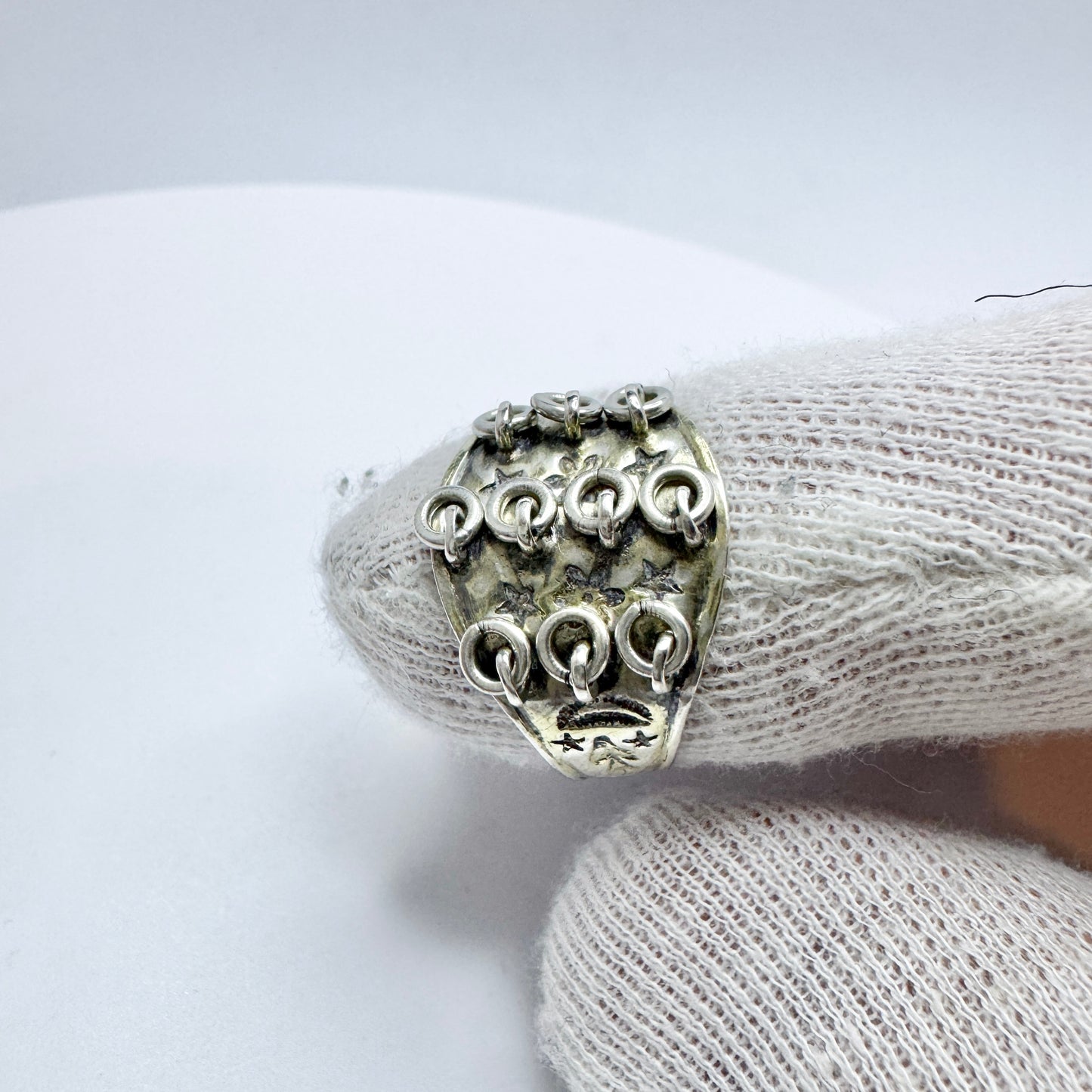 Sweden. Antique Sami Laplander Silver Wedding Band Ring