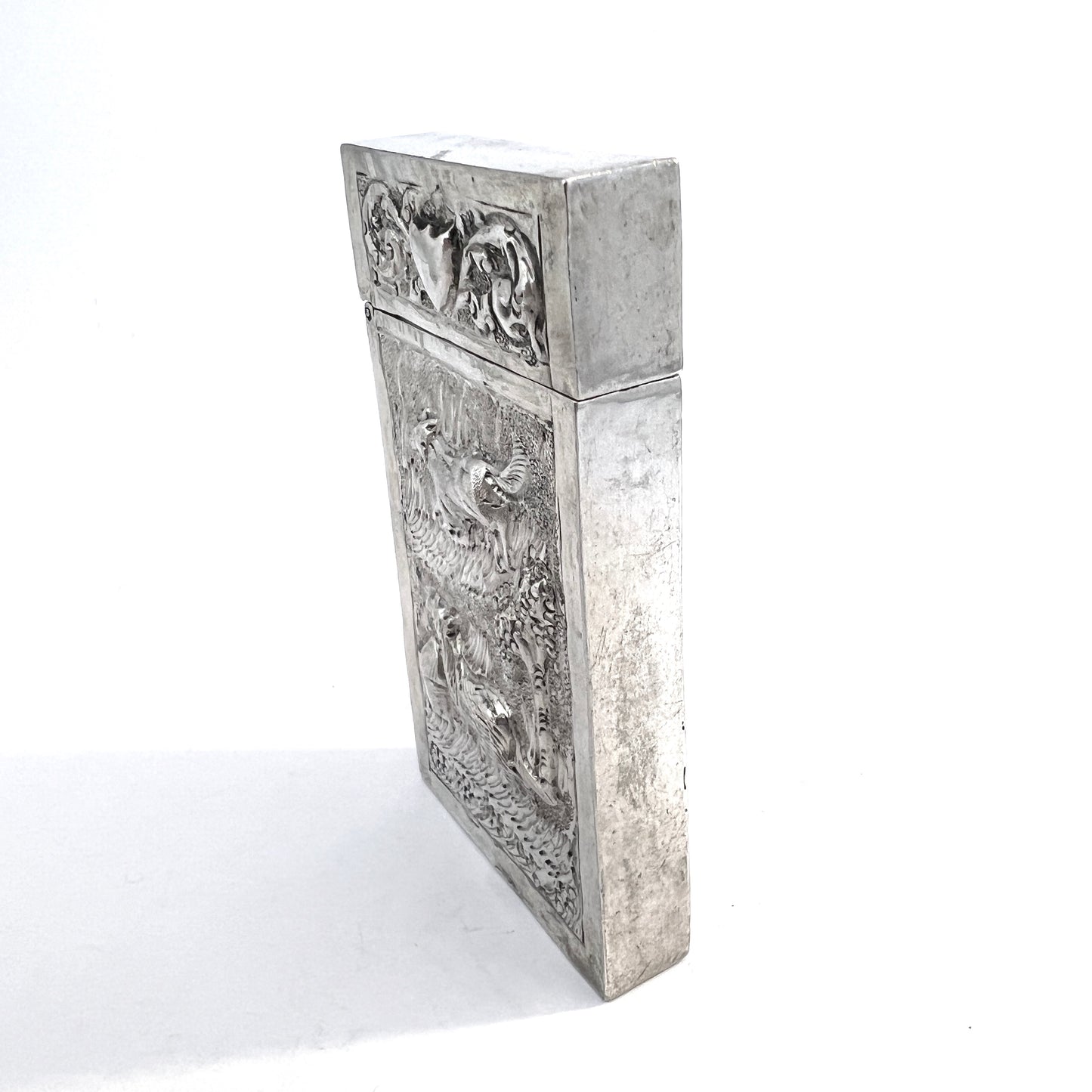 South East Asia Antique Solid Silver Card Case.