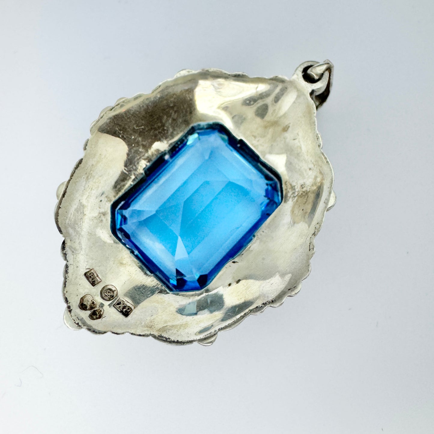 Per Emilson, Sweden 1948. Vintage Sterling Silver Intense Blue Synthetic Spinel Pendant.