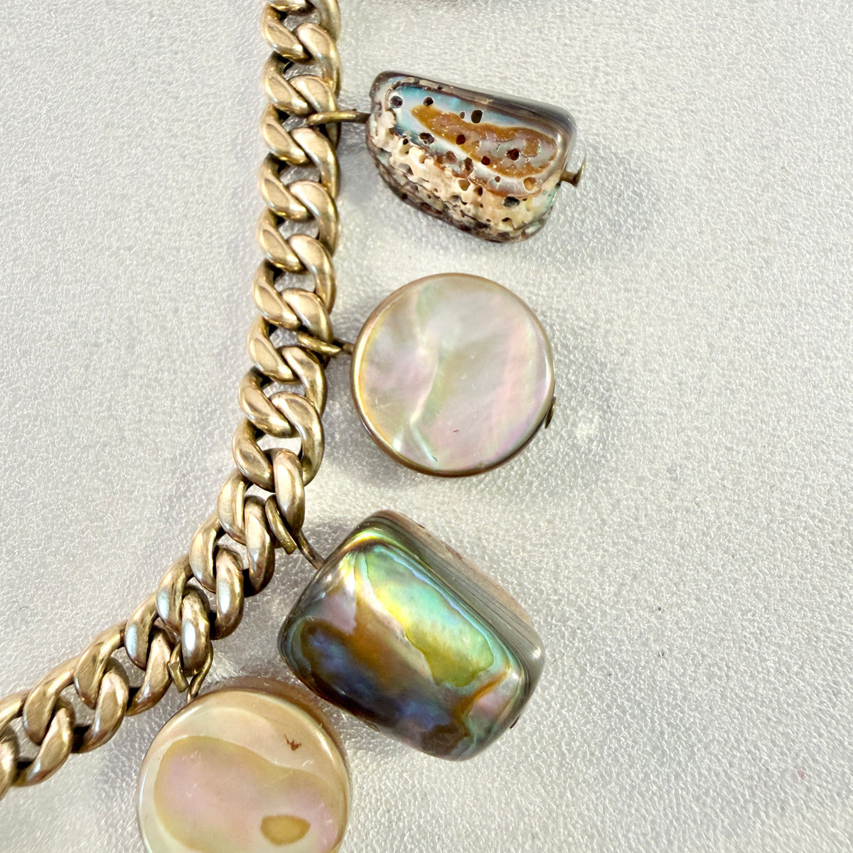 Vintage 8k Gold Multi Shell Stone Bracelet.