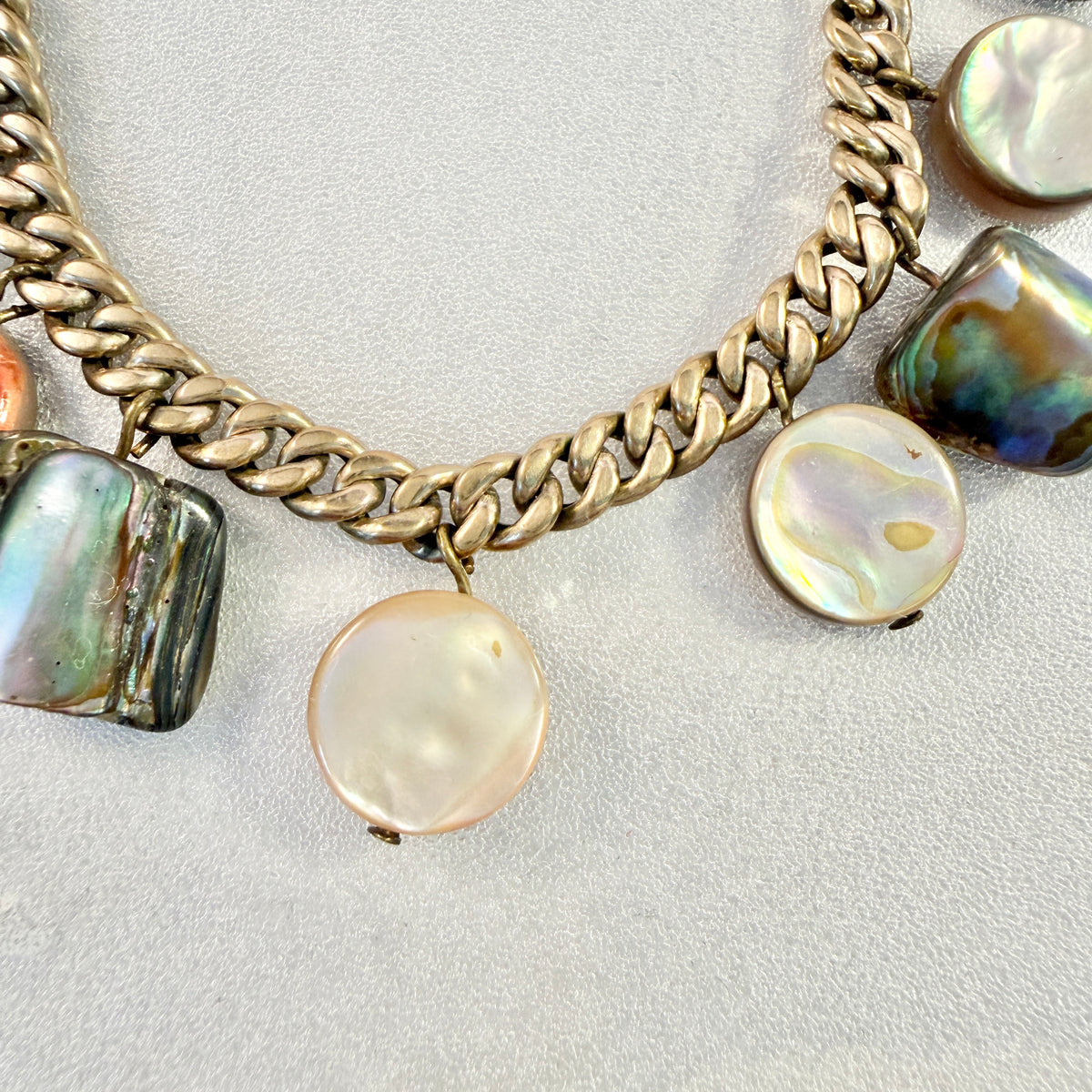 Vintage 8k Gold Multi Shell Stone Bracelet.