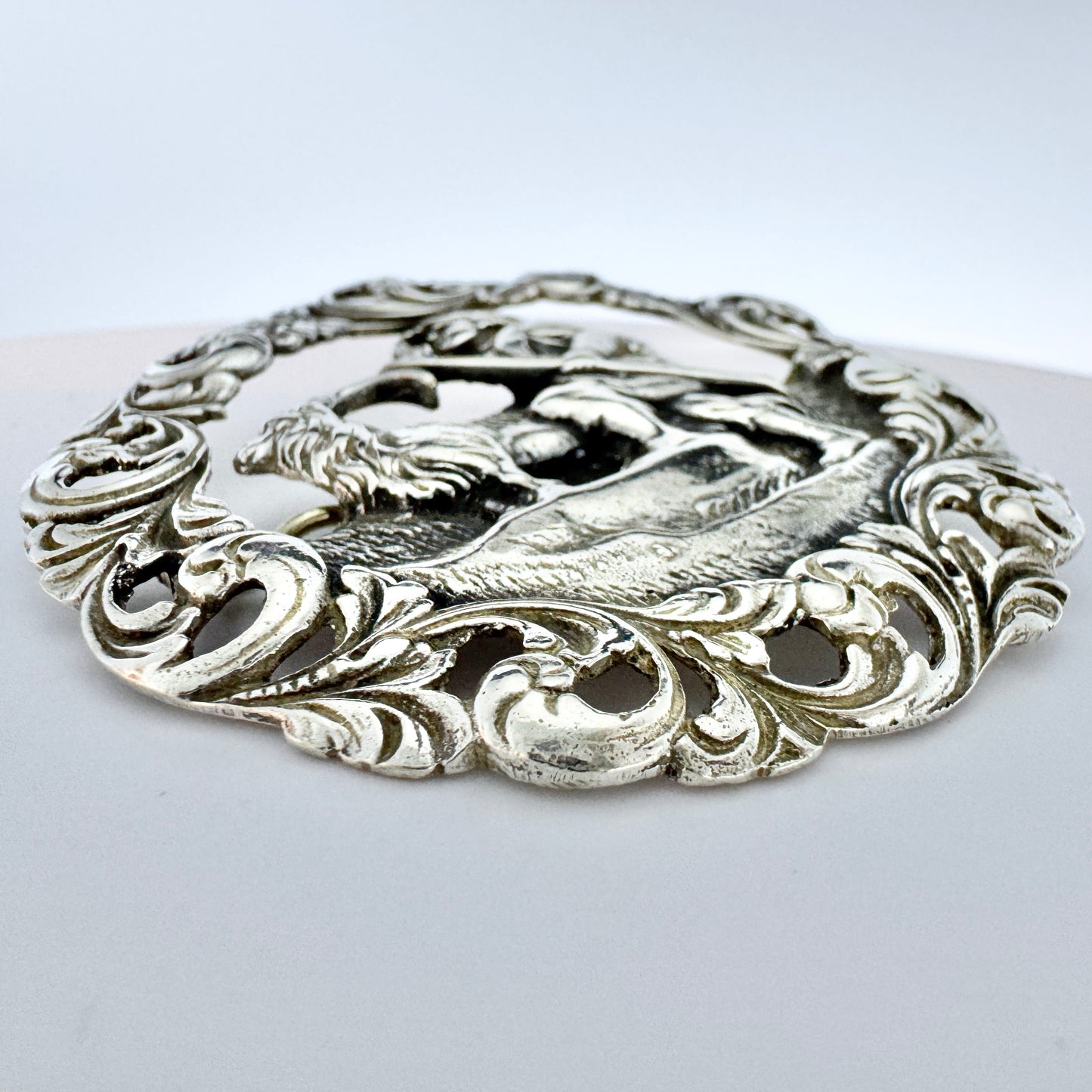 Norway early - mid 1900s. Large Vintage Solid Silver Nils and Blamann Brooch.