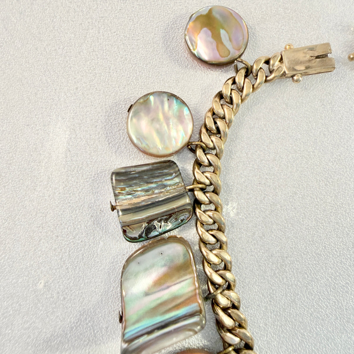 Vintage 8k Gold Multi Shell Stone Bracelet.