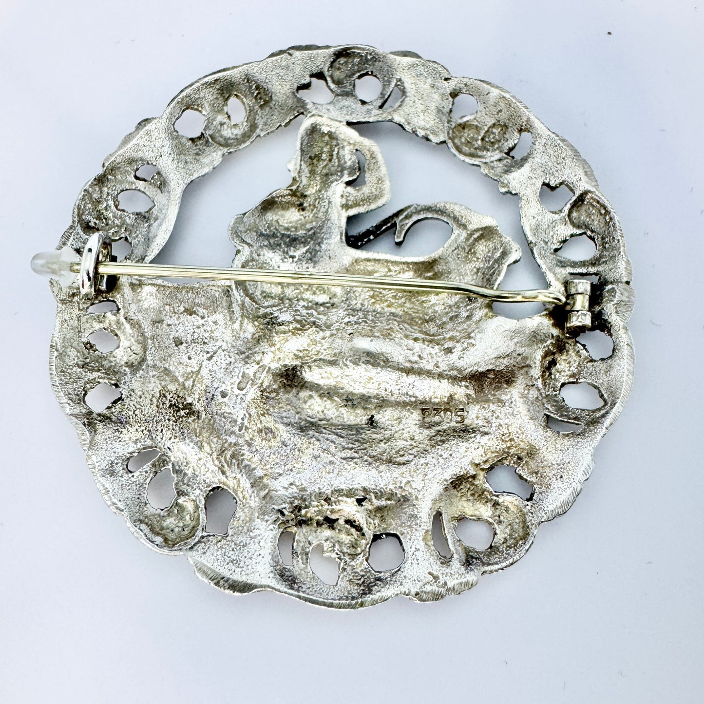 Norway early - mid 1900s. Large Vintage Solid Silver Nils and Blamann Brooch.